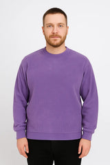 Men’s Purple Crew Neck Sweatshirt – Washed Look, Relaxed Comfort