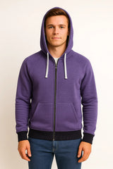 Men’s Purple Zip-Up Hoodie – Clean Look with Urban Contrast Touches