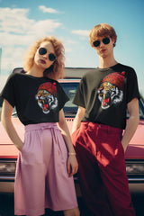 Unisex Printed Tee – Fierce Tiger With Beanie “Why Not”
