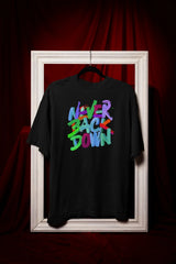“Never Back Down” Black Unisex Graphic T-Shirt