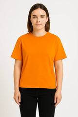 Women’s Orange T-Shirt – Solid Color Energy Burst