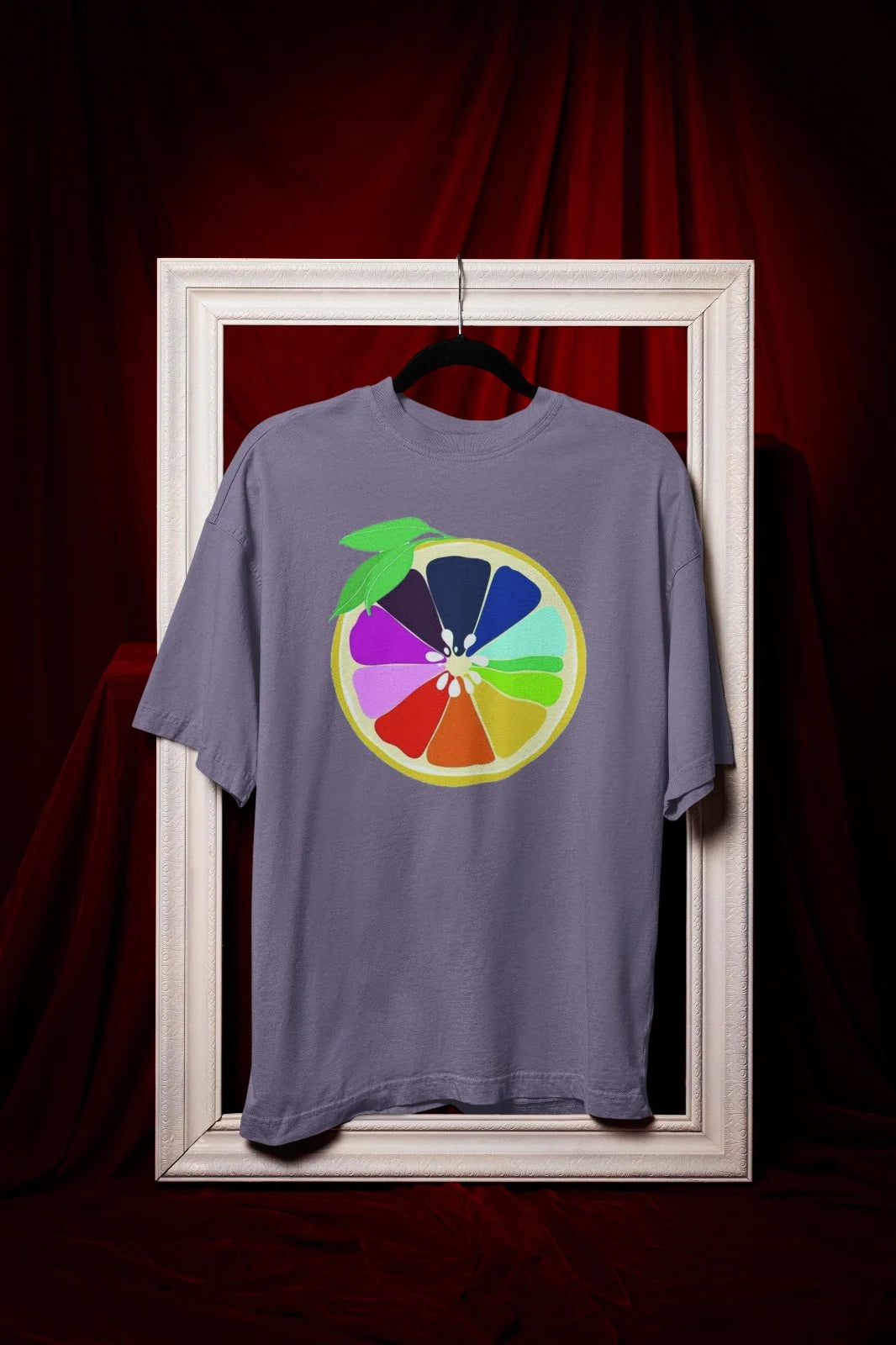 Printed Tee – Colorful Fruit Slice Abstract Design