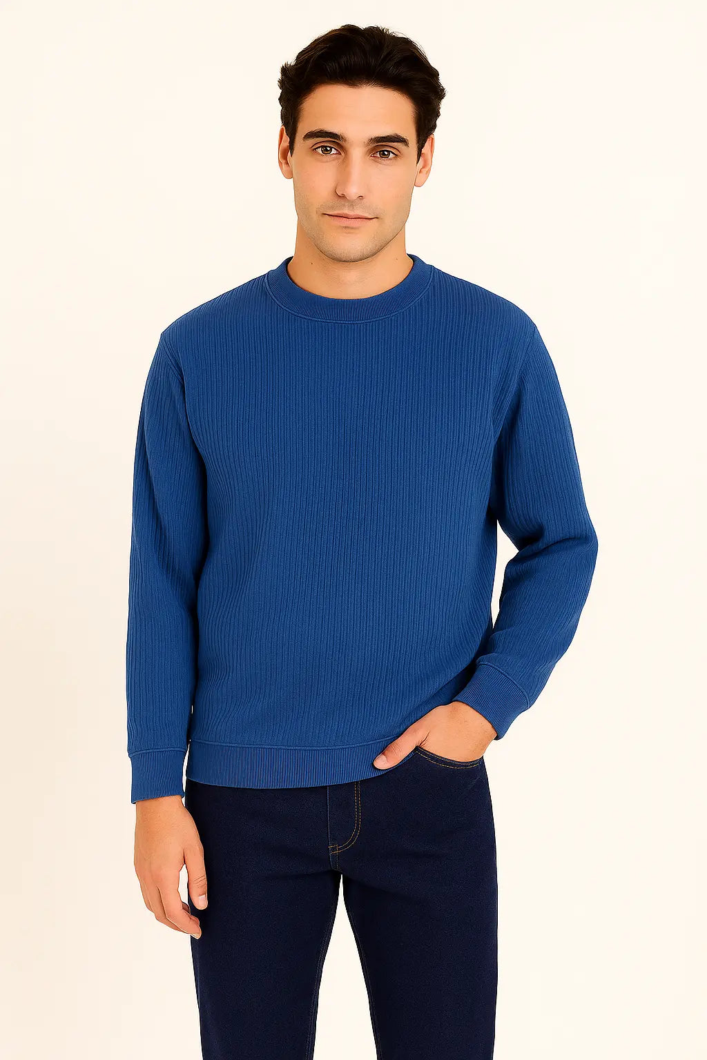 Men’s Royal Blue Crew Neck Sweatshirt – Bold Color, Everyday Fit