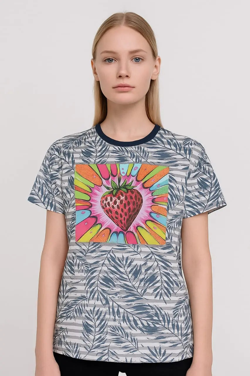 Abstract Strawberry Burst” Unisex Graphic Tee