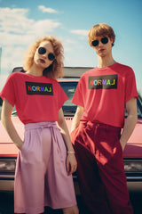 Unisex Printed Tee – Normal Rainbow Block Typography