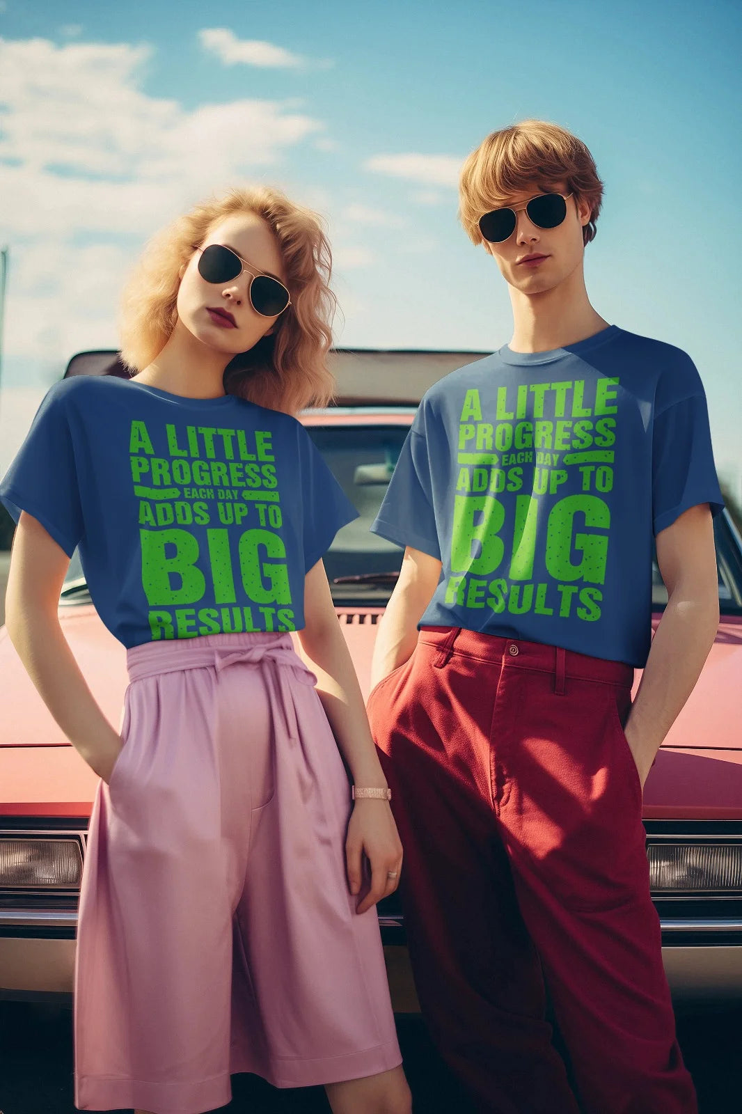 Unisex Printed Tee – Progress Adds Up Motivational Design
