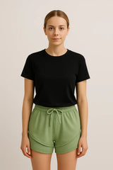 Women’s Light Green Lounge Shorts – Soft Fleece with Drawstring Waist