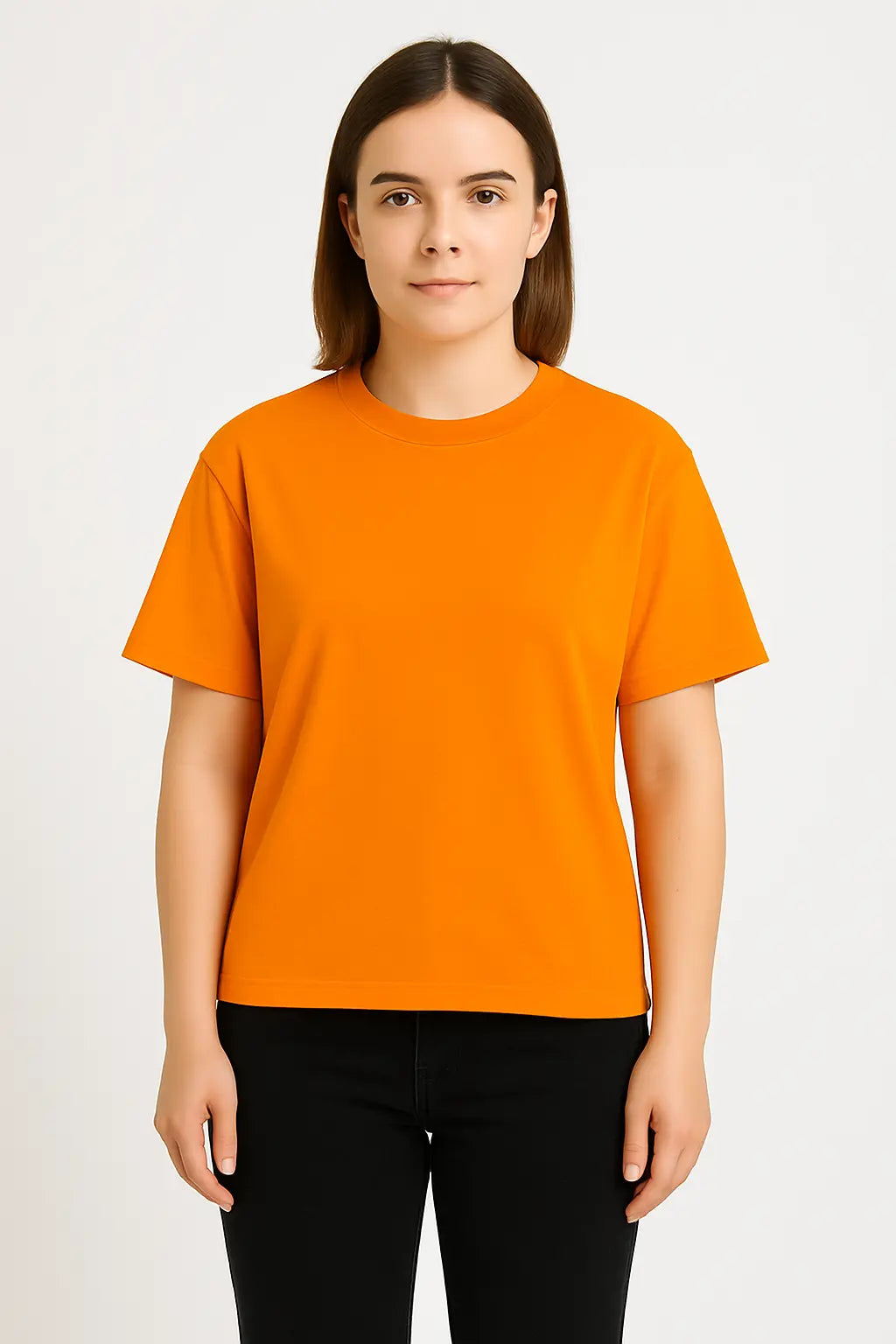 Women’s Orange T-Shirt – Solid Color Energy Burst