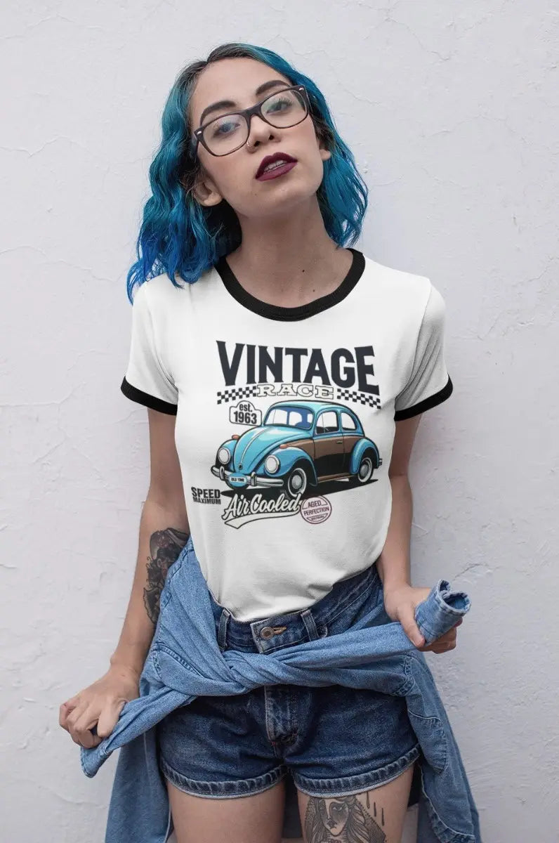 Women’s Printed Tee – Vintage 1963 Car Racing Graphic