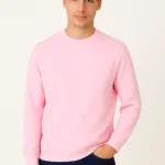 Men's Pastel Pink Crew Neck Sweatshirt – Soft Hue, Sleek Comfort