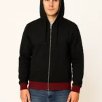 Men's Black Zip-Up Hoodie – Everyday Warmth with Contrast Detailing
