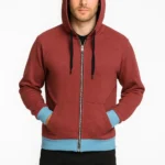 Men's Maroon Zip-Up Hoodie – Bold Contrast Style for Everyday Wear