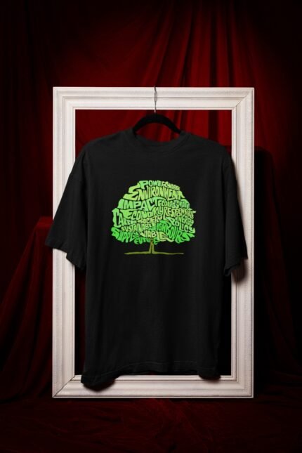 Mens Printed Tee – Eco Tree Graphic - Sustainable Environment Design