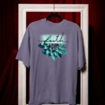 Mens Printed Tee – Faith Typography with Floral Art