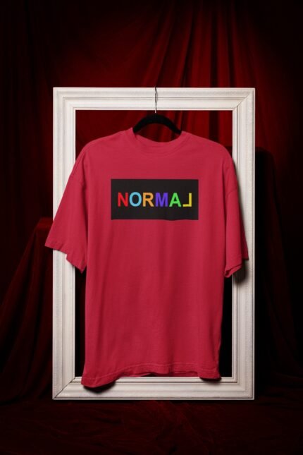 Mens Printed Tee – Normal Rainbow Block Typography