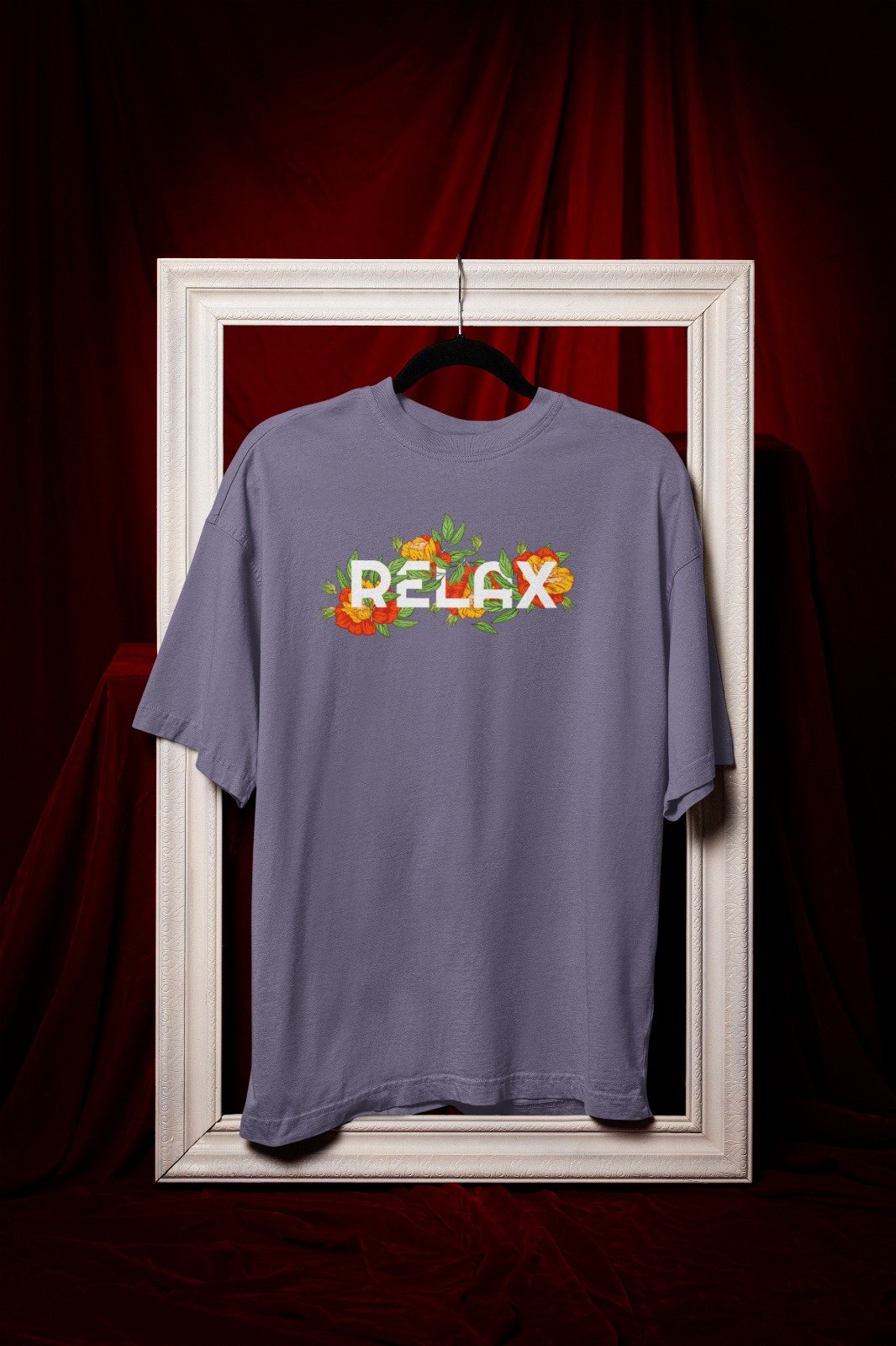 Mens Printed Tee – Relax Floral Graphic Typography