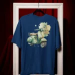 Printed Tee – Watercolor Vespa Scooter Art