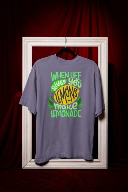 Mens Printed Tee – When Life Gives You Lemons Slogan Graphic