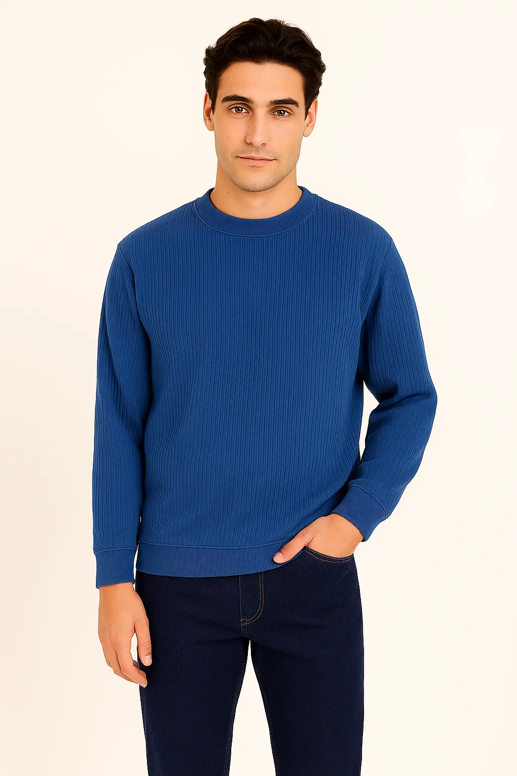 Men's Royal Blue Crew Neck Sweatshirt – Bold Color, Everyday Fit