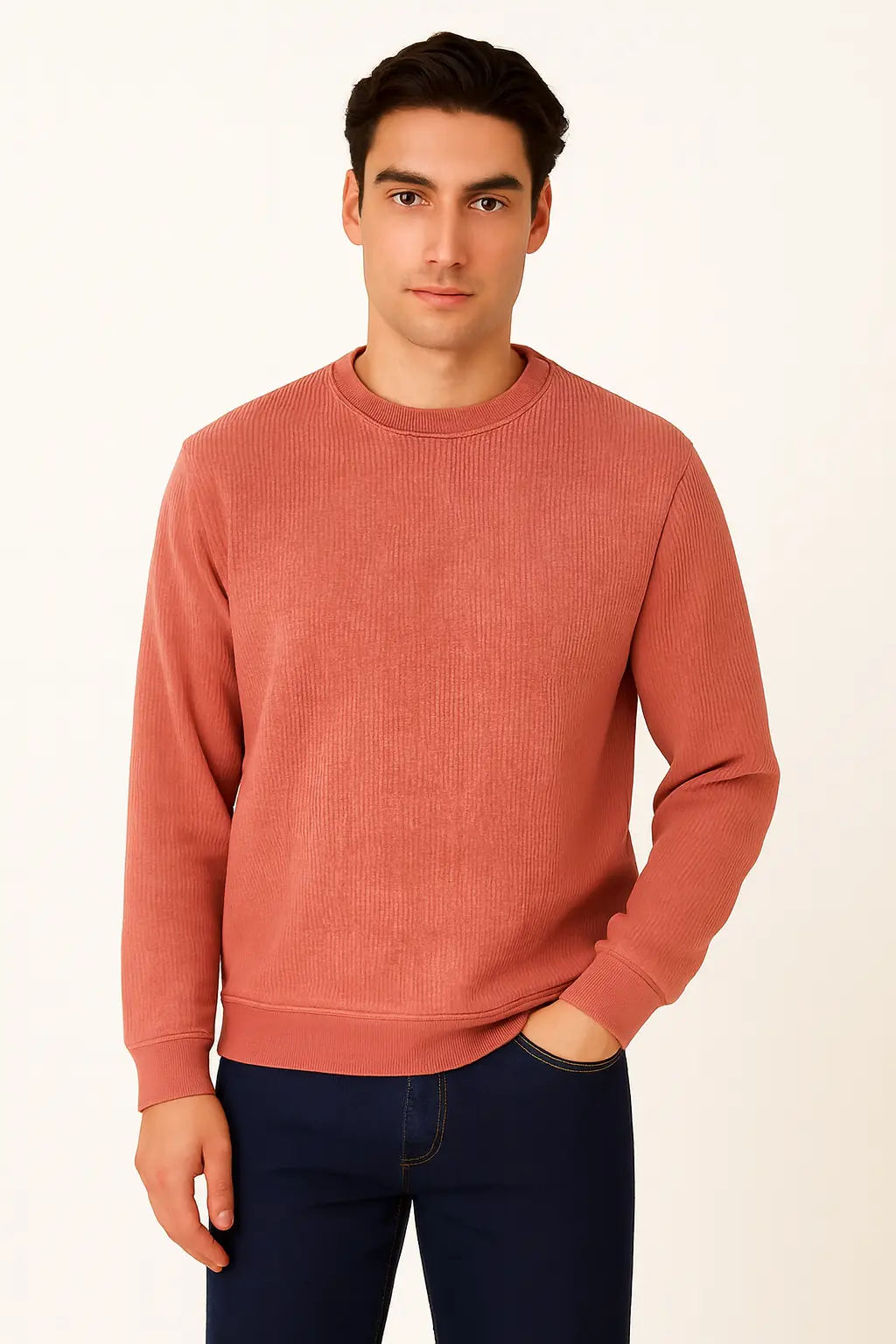 Men's Rust Orange Casual Sweatshirt – Soft, Stylish & Everyday Ready