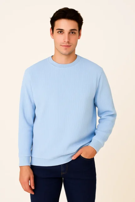Men's Sky Blue Crew Neck Sweatshirt – Fresh Look, Everyday Ease