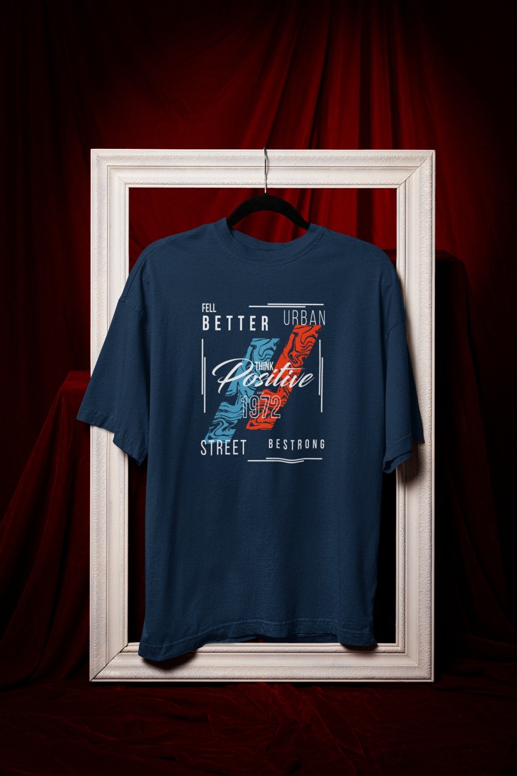 Mens Urban Street Style Printed Tee – Think Positive 1972 Graphic