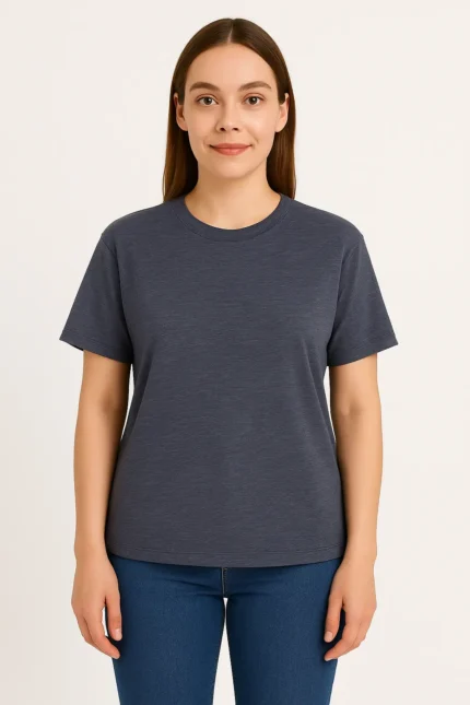 Unisex Heathered Navy Cotton T-Shirt