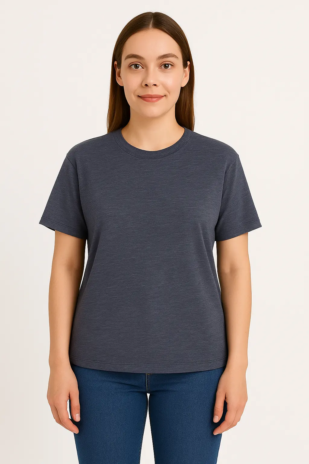 Unisex Heathered Navy Cotton T-Shirt