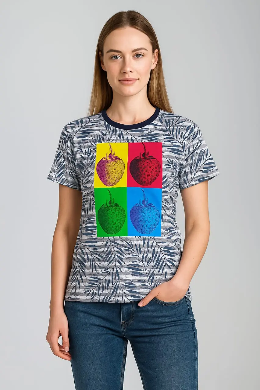 Strawberry Grid Unisex Graphic T-Shirt – Bright Pop Art Style