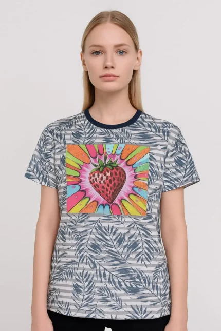 Abstract Strawberry Burst" Unisex Graphic Tee