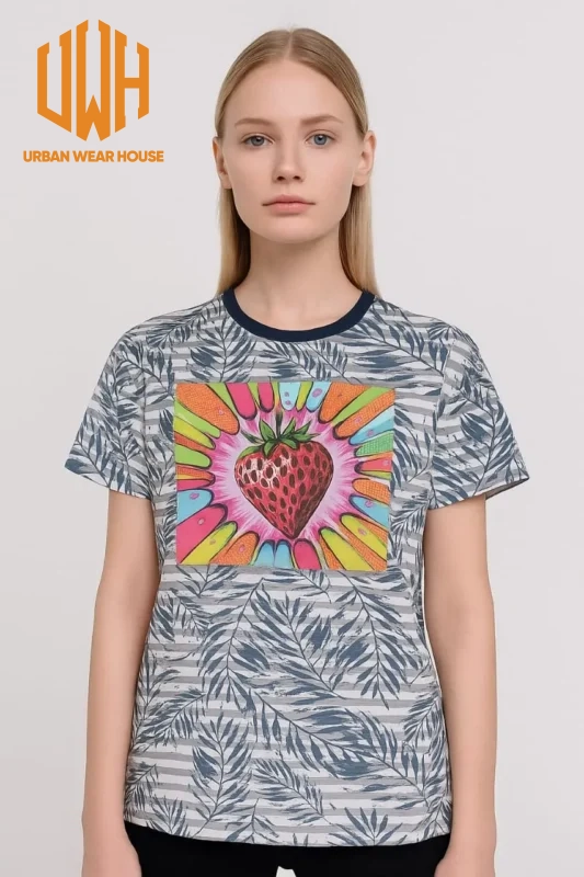 Abstract Strawberry Burst" Unisex Graphic Tee