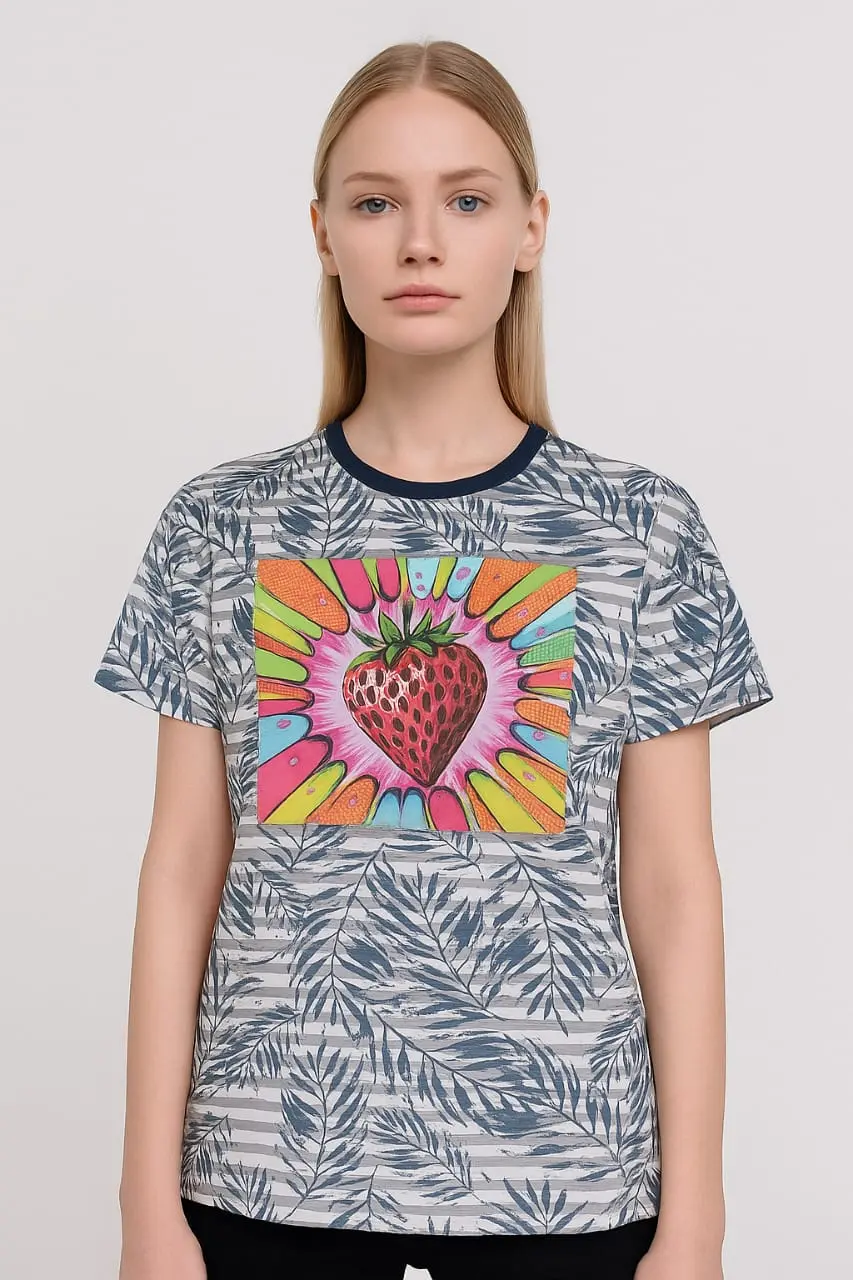 Abstract Strawberry Burst" Unisex Graphic Tee