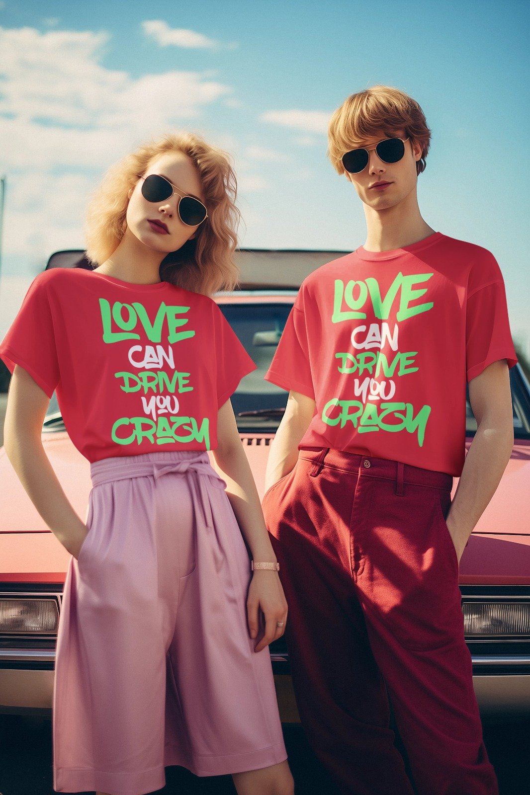 Unisex Printed Tee – Love Can Drive You Crazy Neon Quote