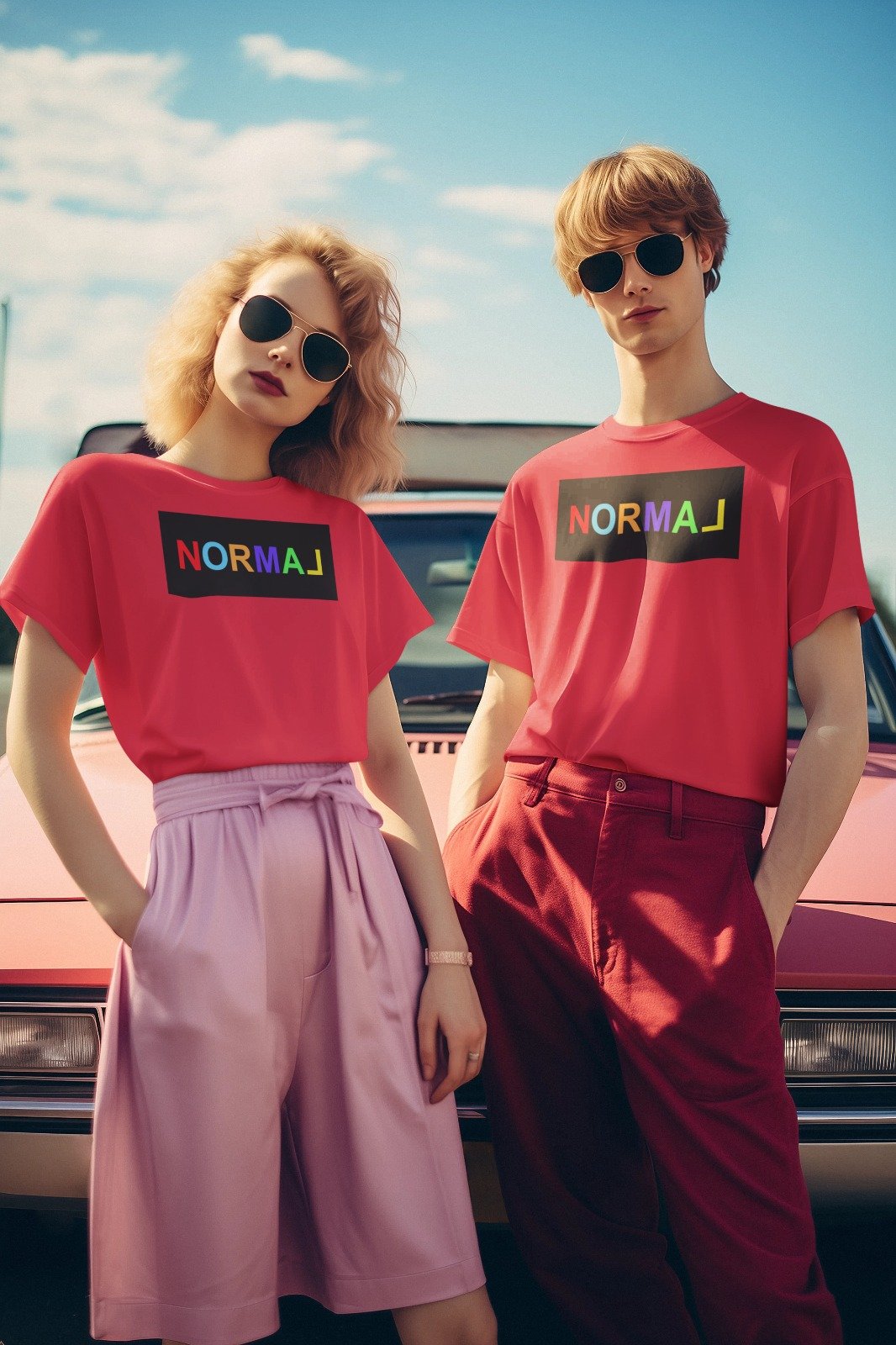 Unisex Printed Tee – Normal Rainbow Block Typography