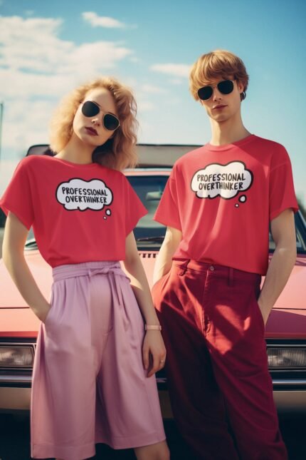 Unisex Printed Tee – Professional Overthinker Thought Bubble