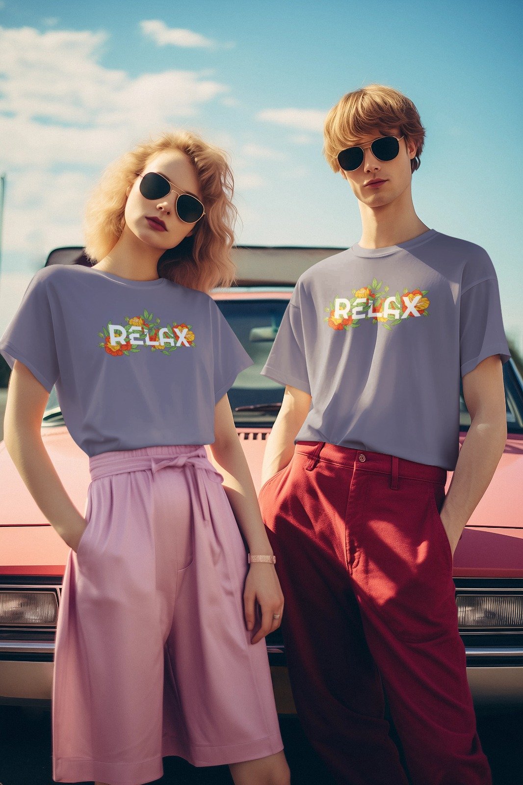 Unisex Printed Tee – Relax Floral Graphic Typography
