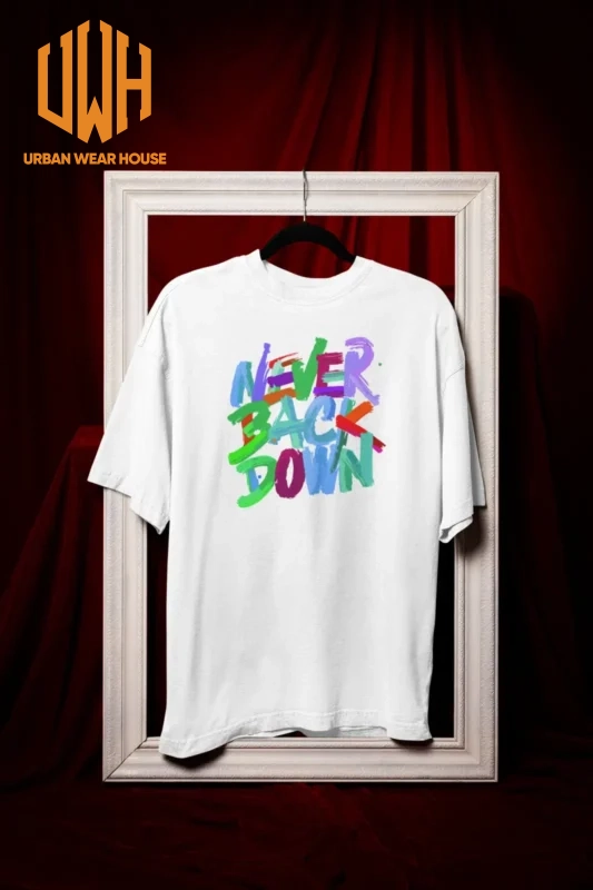 "Never Back Down" White Unisex Graphic T-Shirt