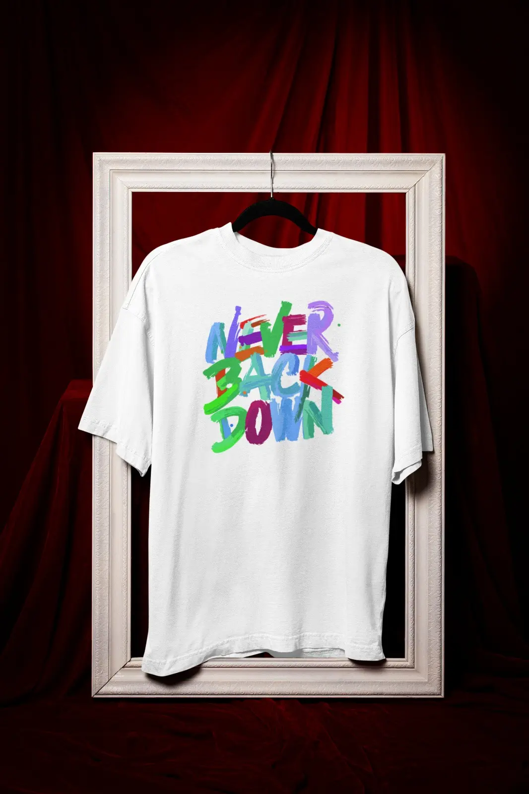 "Never Back Down" White Unisex Graphic T-Shirt
