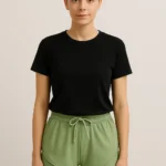 Women's Beige Lounge Shorts – Cozy Fleece with Curved Hem & Drawstring Waist