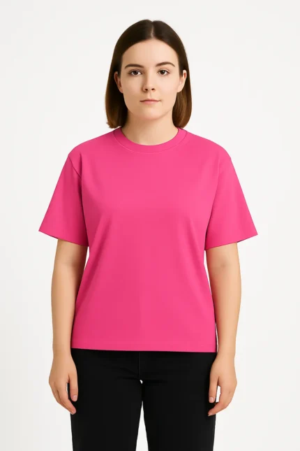 Women's Hot Pink T-Shirt – Bright & Bold Minimalist Tee