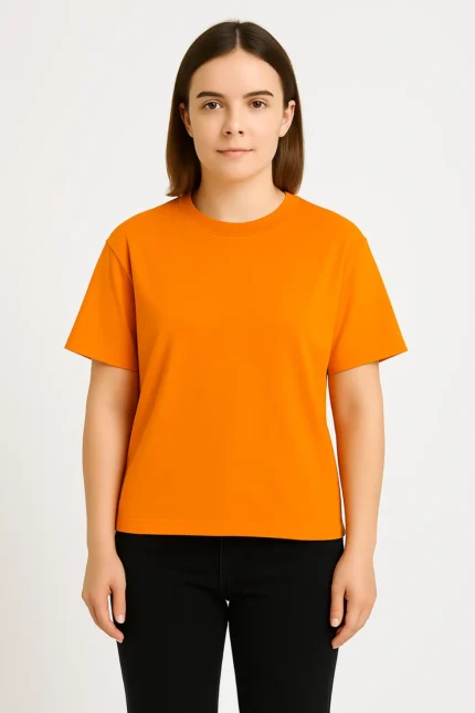 Women's Orange T-Shirt – Solid Color Energy Burst