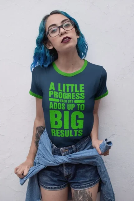 Printed Tee – Progress Adds Up Motivational Design