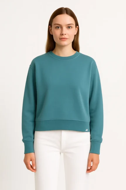 Women's Teal Crewneck Sweatshirt – Clean & Cozy Layer