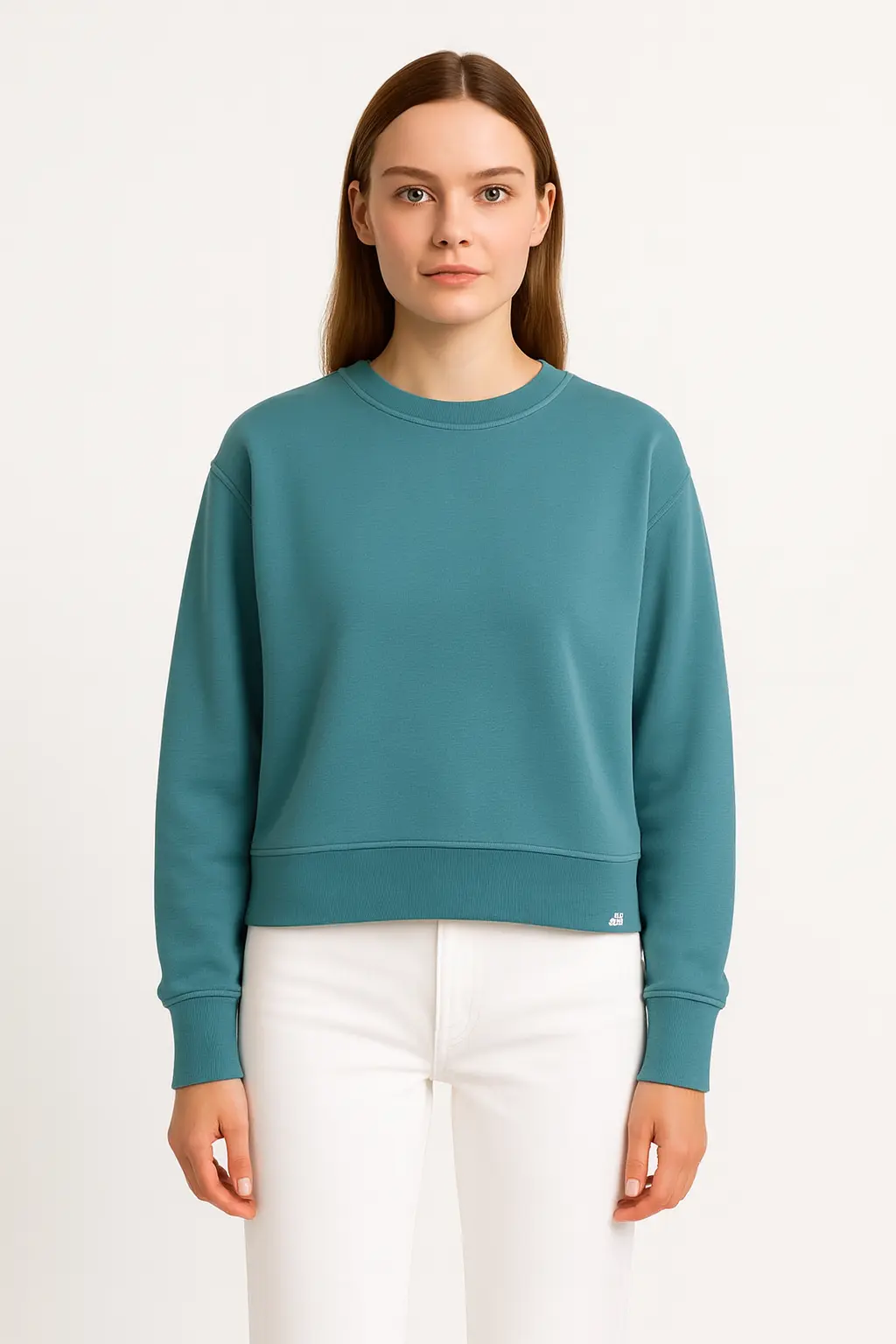 Women's Teal Crewneck Sweatshirt – Clean & Cozy Layer