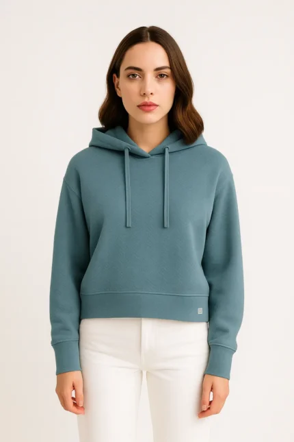 Women's Teal Hoodie – Casual Drawstring Hooded Sweatshirt