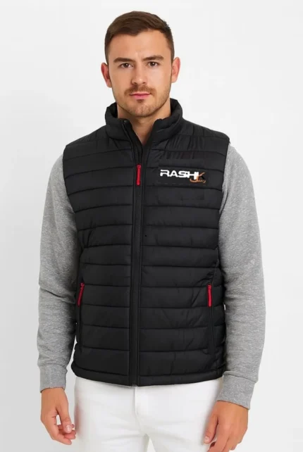 Men’s Black Sleeveless Quilted Puffer Jacket – Lightweight Warmth with Urban Edge